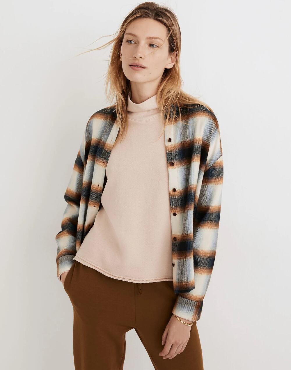 Madewell Womens Multicolor Plaid Flannel Button Down Collar Shirt Blouse Top S